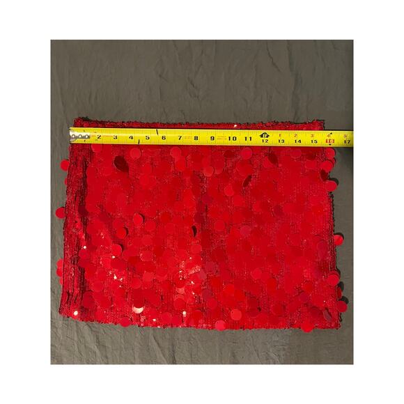 Edikted Red Sequin Mini Skirt Women’s Size M NWT Party Holiday Clubwear - Picture 3 of 4